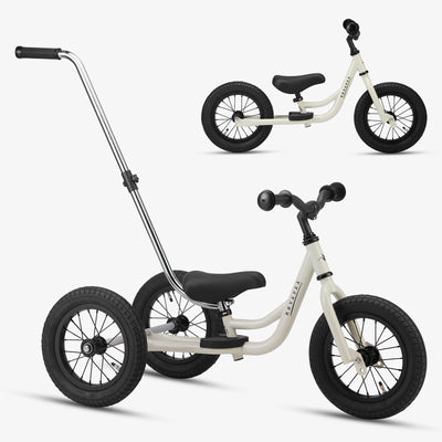 Køvapää 2-in-1 loopfiets krijtgrijs in driewieler- en tweewielerstand