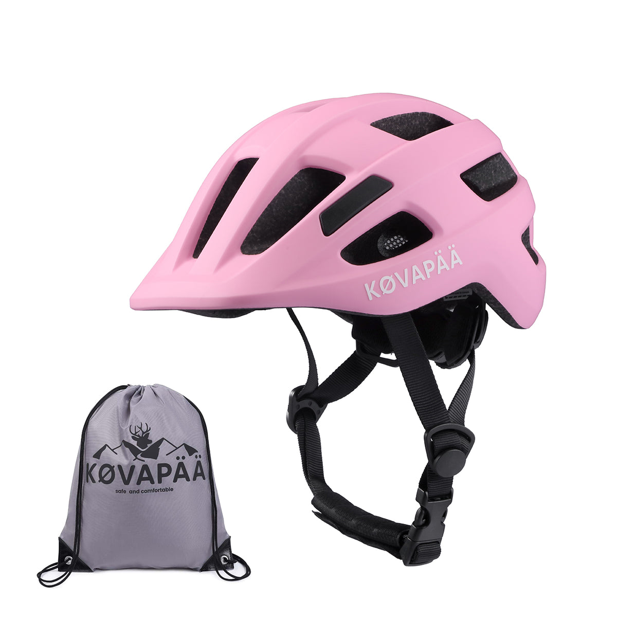 Køvapää Lappi Baby fietshelm roze schuin vooraanzicht
