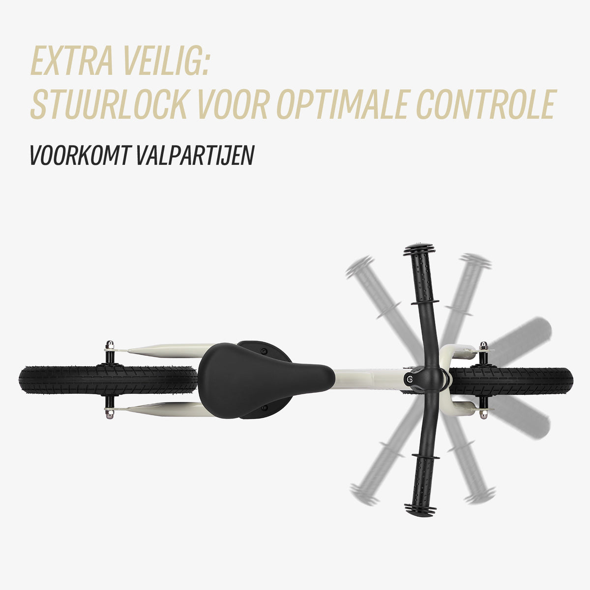 stuurlock op Køvapää 2-in-1 loopfiets krijtgrijs voorkomt te ver doordraaien van het stuur