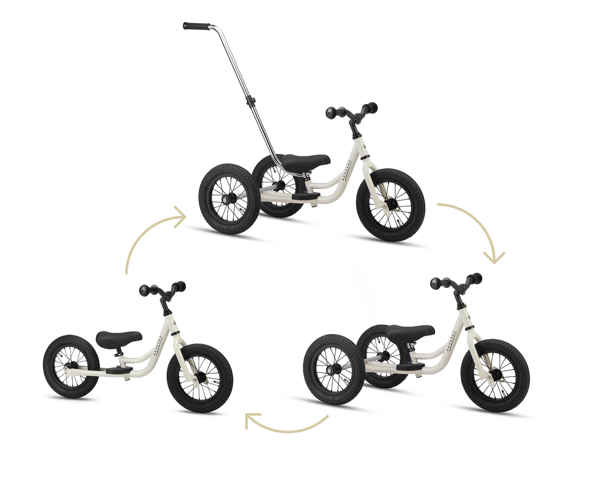 Kovapää 2 in 1 Loopfiets Krijt - versatile balance bike and tricycle with conversion options.