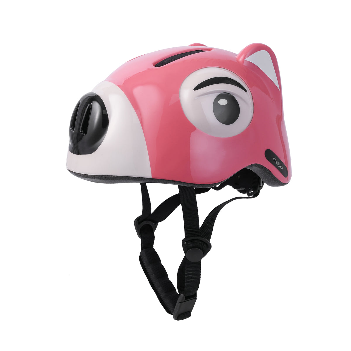 Køvapää dierenhelm roze wasbeer schuin vooraanzicht