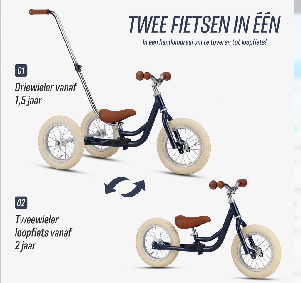 2 in 1 Loopfiets - Blauw