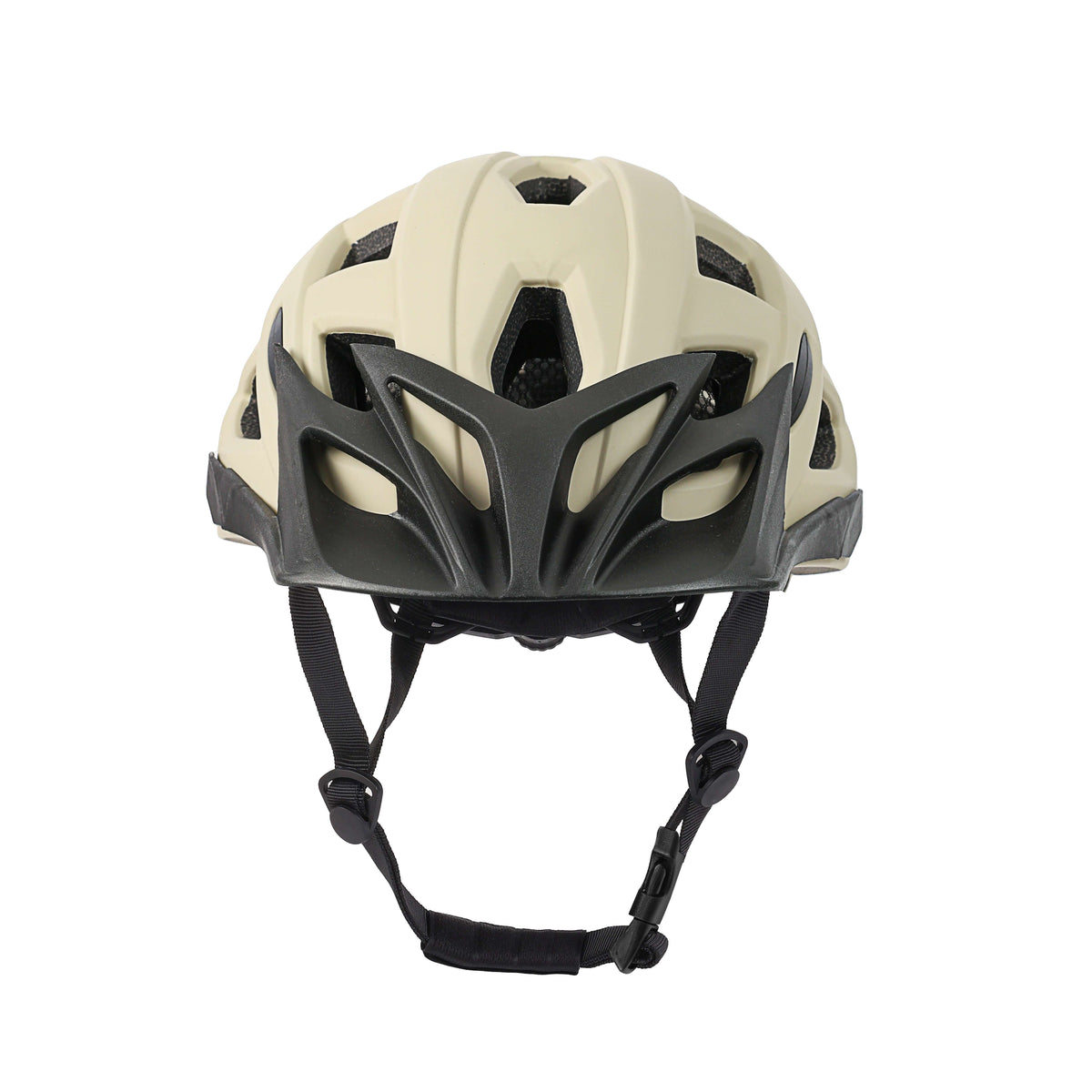 vooraanzicht van zandkleurige Køvapää Tolva helm met vizier