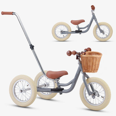 Loopfiets 2 in 1 - Grijs met mandje