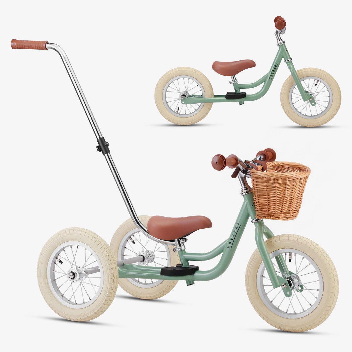 Loopfiets 2 in 1 - Groen met mandje